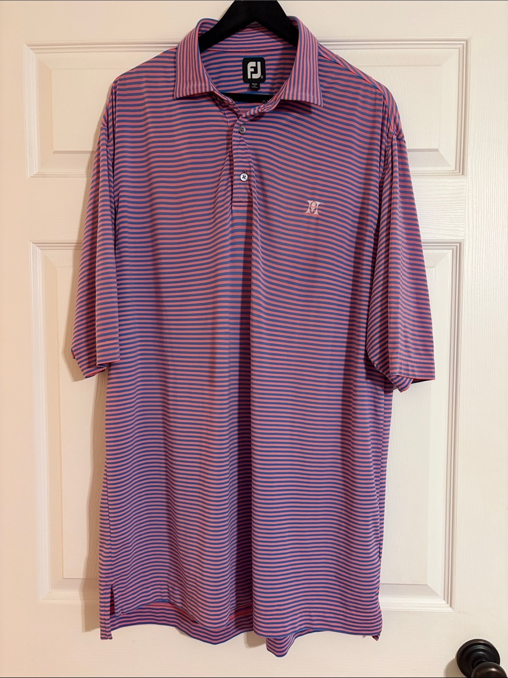 FootJoy FJ Reunion Resort Golf Club Polo Shirt Striped Pink Blue Mens
